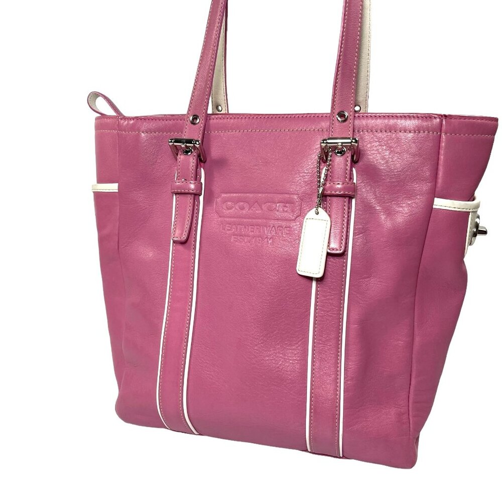 VINTAGE COACH 8E92 HAMPTONS LUNCH Y2K Pink White Tote Shopper Handbag